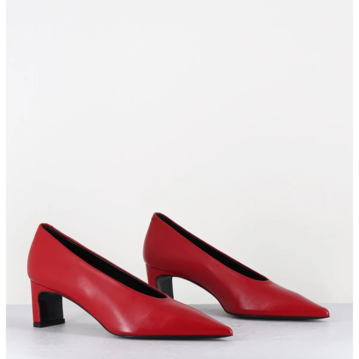 Chaussures^TO&CO Escarpins bout pointu petit talon en cuir - SLIDE24 NAPPA RUBIN ROUGE
