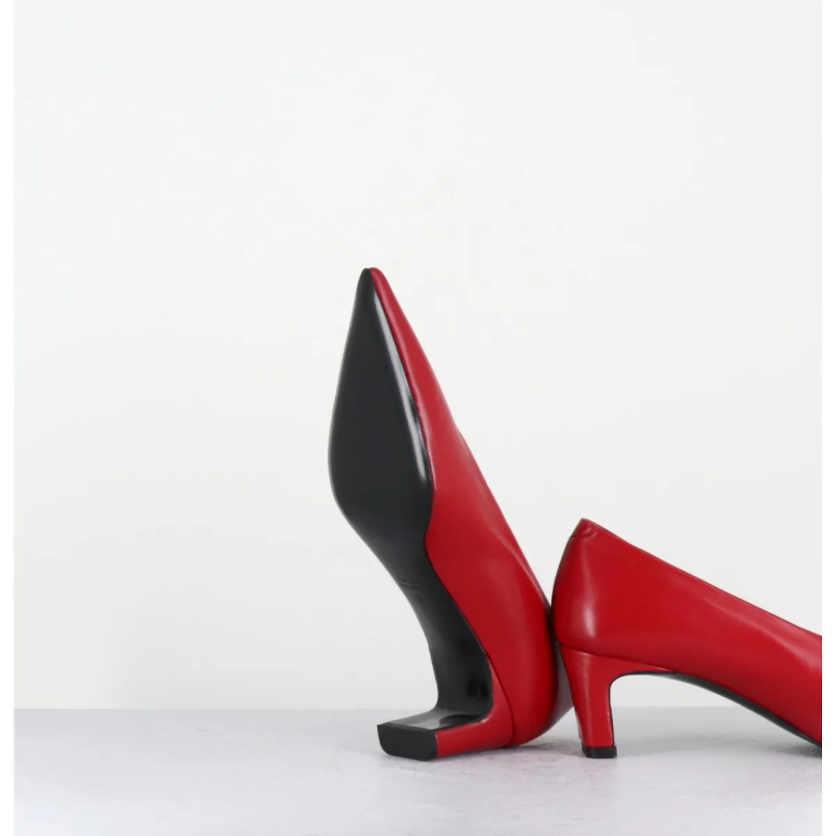 Chaussures^TO&CO Escarpins bout pointu petit talon en cuir - SLIDE24 NAPPA RUBIN ROUGE