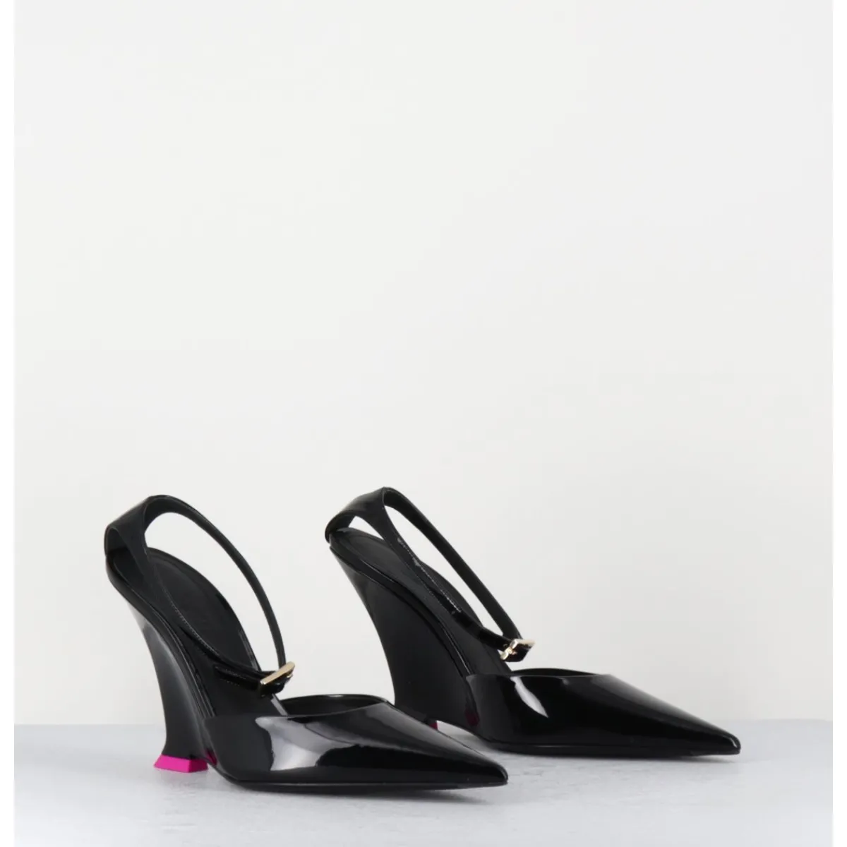 Chaussures^3JUIN Escarpins bout pointu vernis talon compensé y2k -CLEA PATENT BLACK NOIR