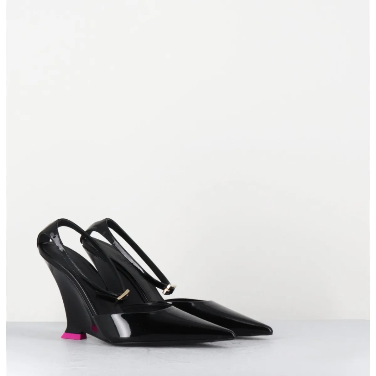 Chaussures^3JUIN Escarpins bout pointu vernis talon compensé y2k -CLEA PATENT BLACK NOIR
