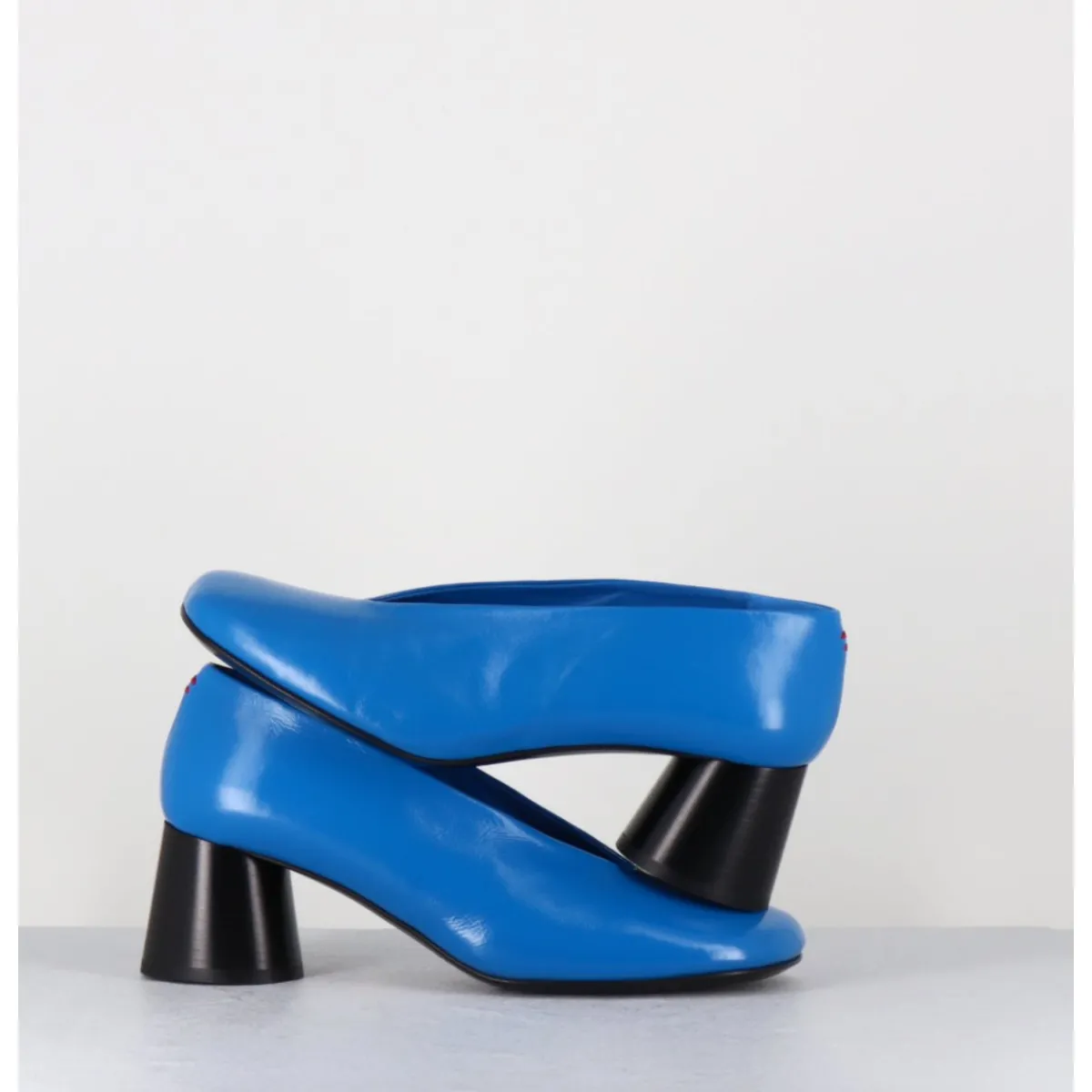 Chaussures^HALMANERA Escarpins en cuir souple talon talon géométrique - DANI01 GLAZE ATOLLO BLEU