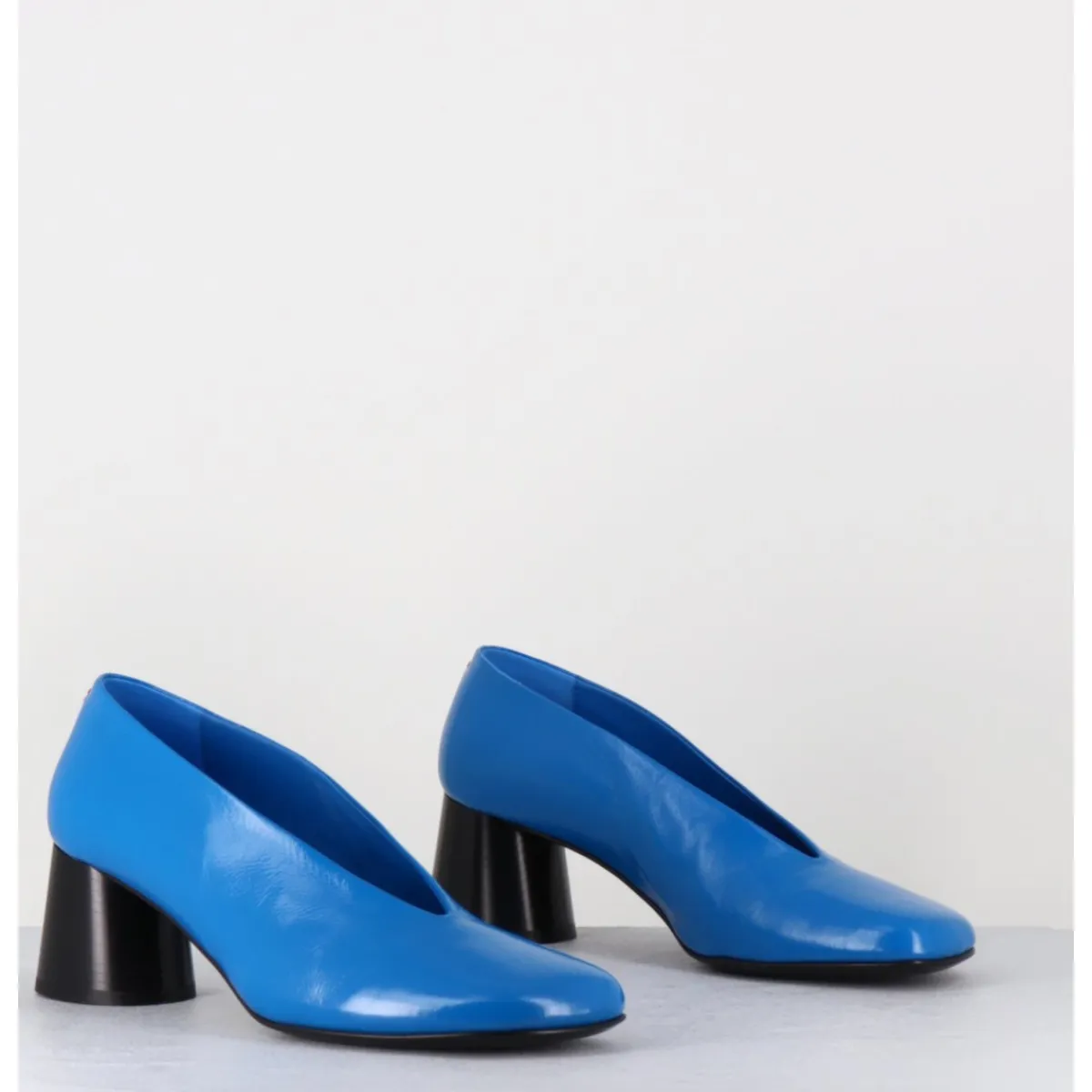 Chaussures^HALMANERA Escarpins en cuir souple talon talon géométrique - DANI01 GLAZE ATOLLO BLEU