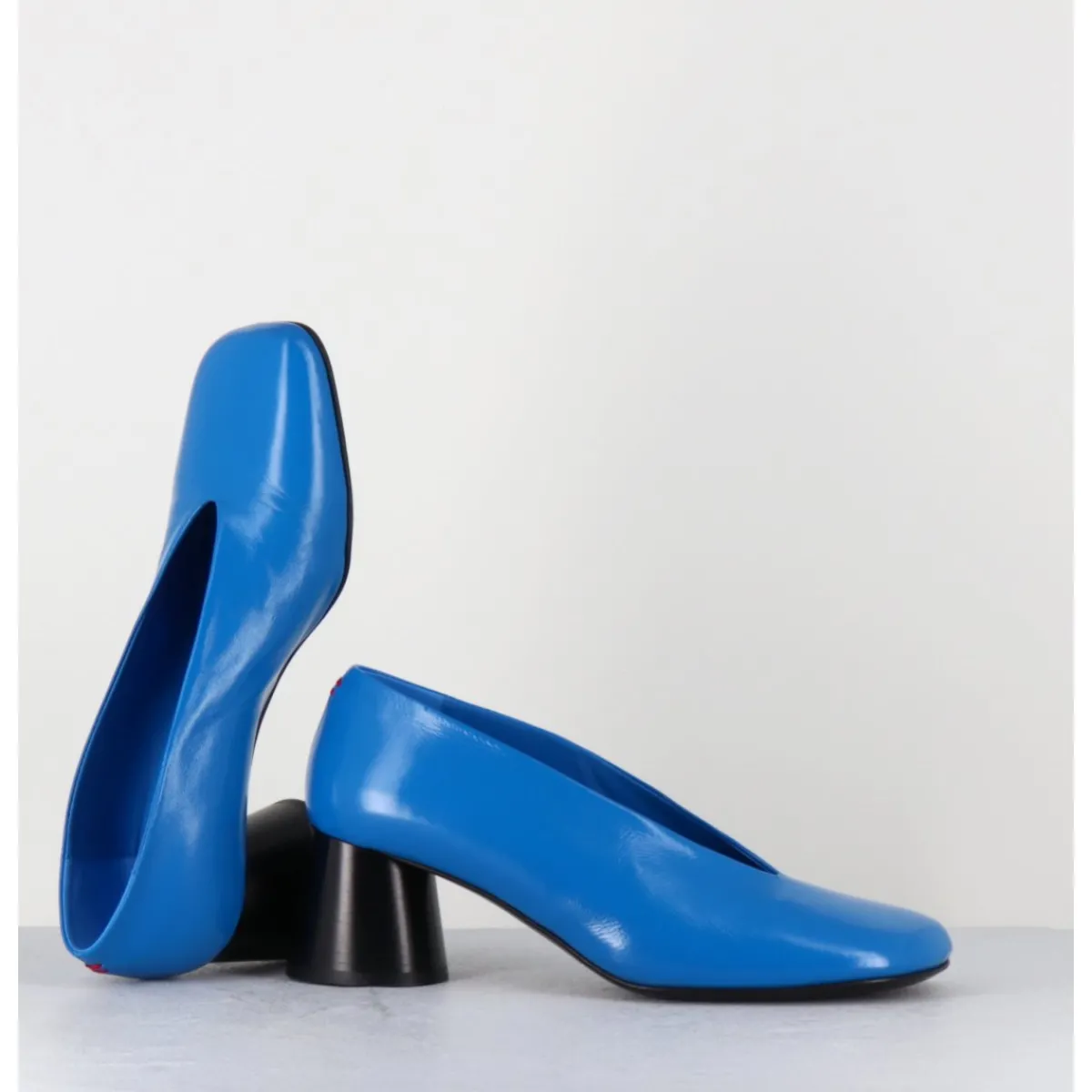 Chaussures^HALMANERA Escarpins en cuir souple talon talon géométrique - DANI01 GLAZE ATOLLO BLEU