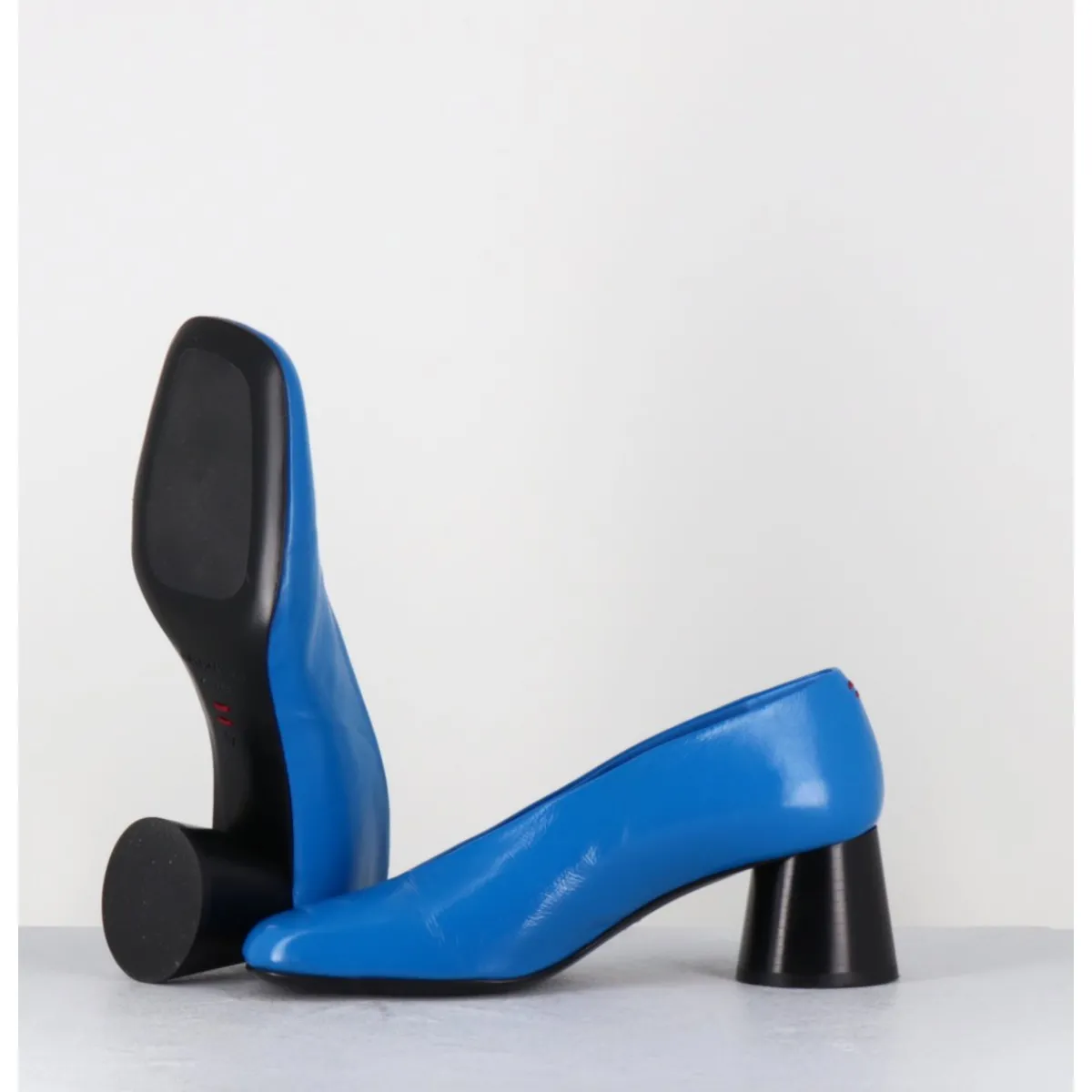 Chaussures^HALMANERA Escarpins en cuir souple talon talon géométrique - DANI01 GLAZE ATOLLO BLEU
