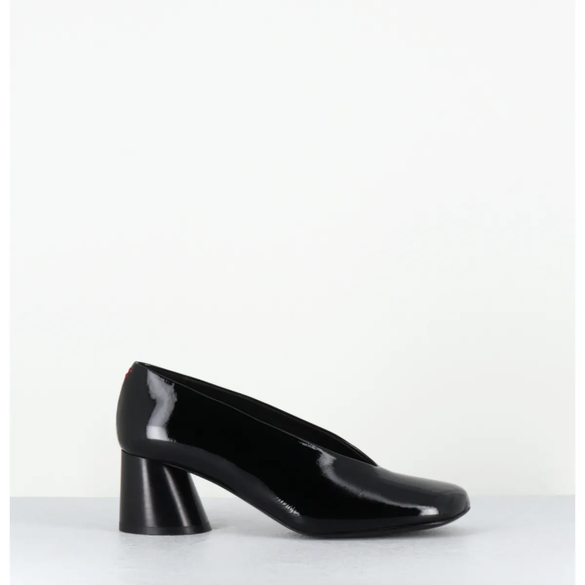 Chaussures^HALMANERA Escarpins en cuir vernis souple talon graphique - ODILE01 MUNA NERO NOIR