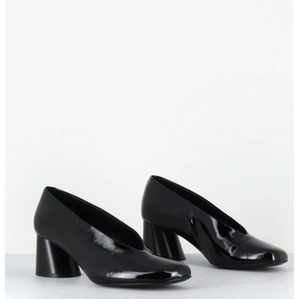 Chaussures^HALMANERA Escarpins en cuir vernis souple talon graphique - ODILE01 MUNA NERO NOIR