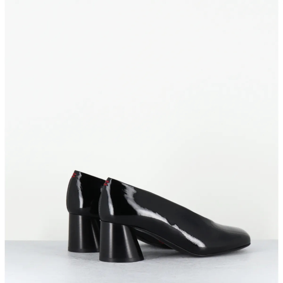 Chaussures^HALMANERA Escarpins en cuir vernis souple talon graphique - ODILE01 MUNA NERO NOIR