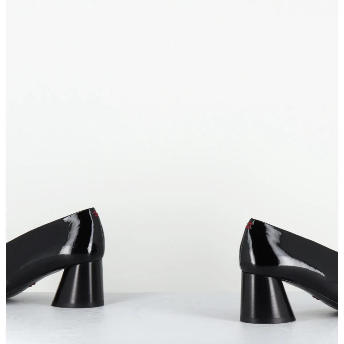 Chaussures^HALMANERA Escarpins en cuir vernis souple talon graphique - ODILE01 MUNA NERO NOIR
