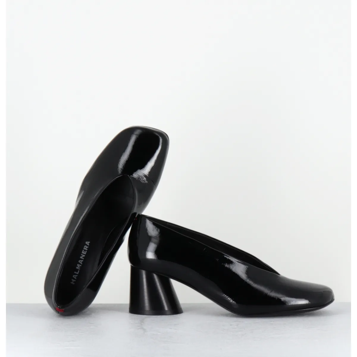 Chaussures^HALMANERA Escarpins en cuir vernis souple talon graphique - ODILE01 MUNA NERO NOIR