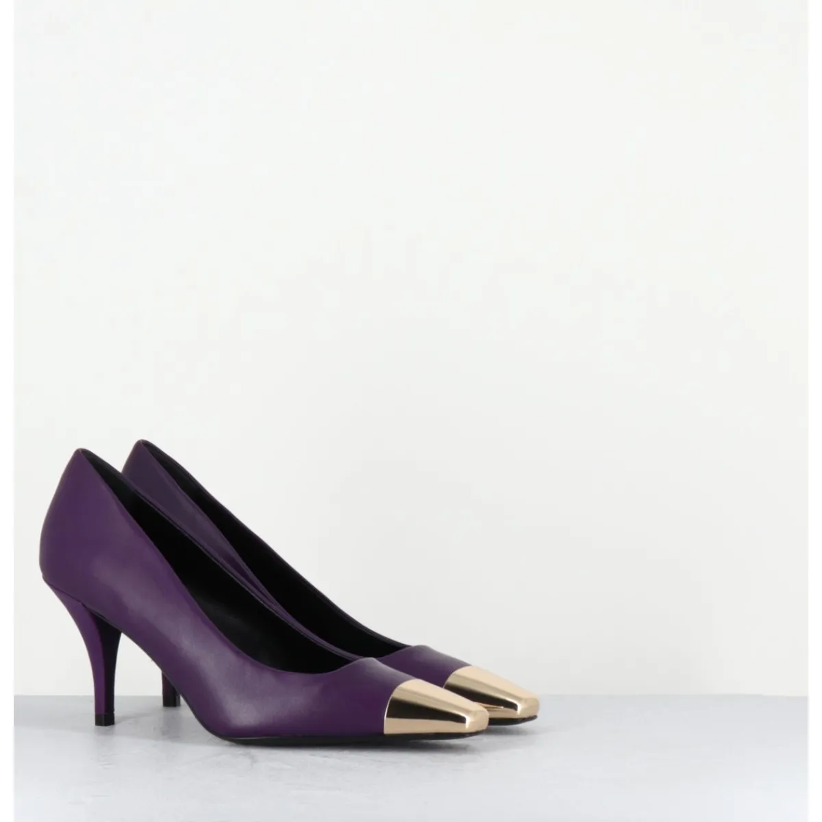 Chaussures^GARRICE LAB Escarpins en cuir talon fin bout métal or - KECHA2 NAPPA VIOLA VIOLET