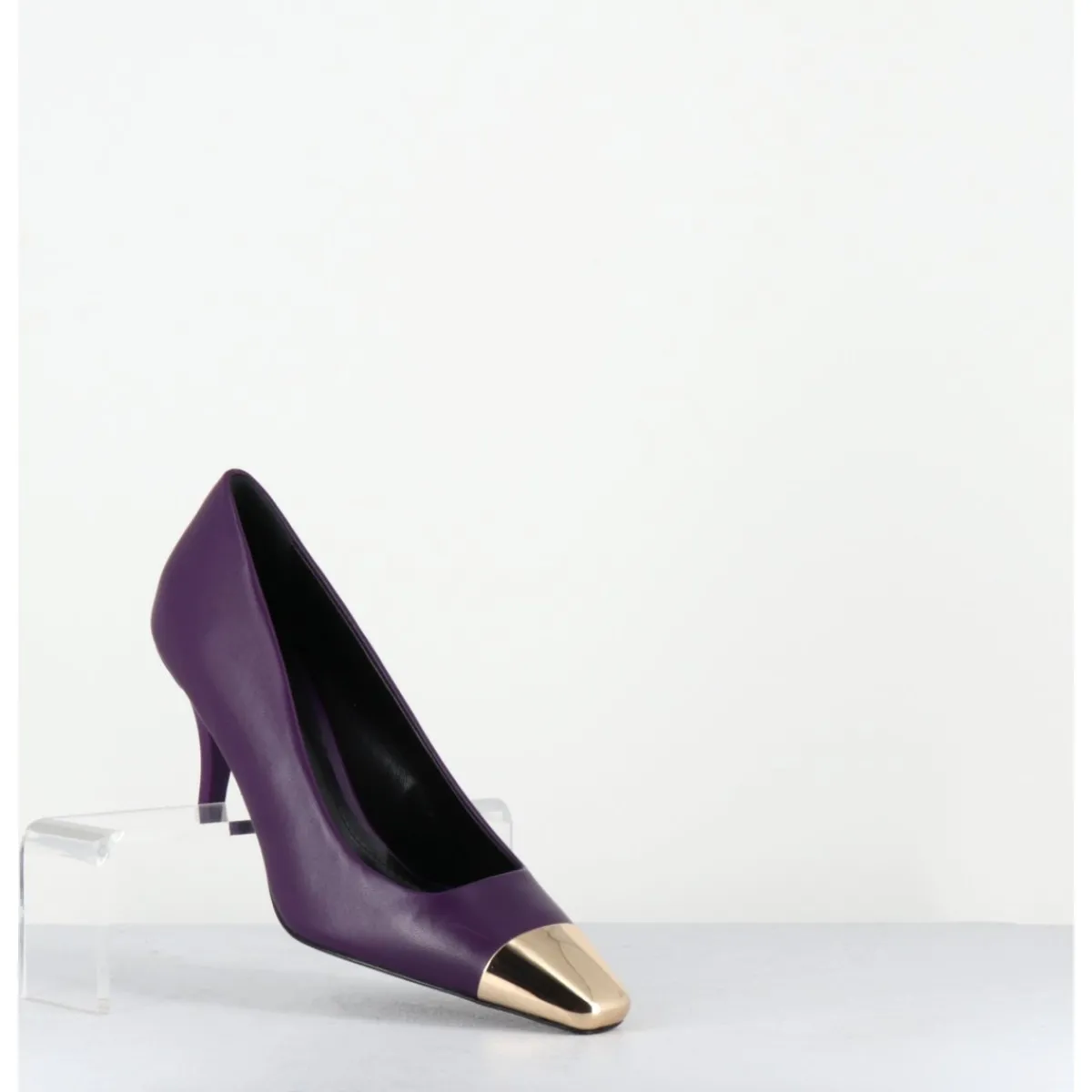 Chaussures^GARRICE LAB Escarpins en cuir talon fin bout métal or - KECHA2 NAPPA VIOLA VIOLET