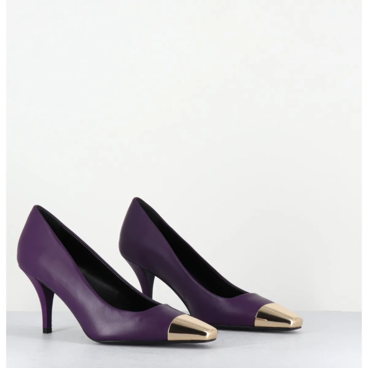 Chaussures^GARRICE LAB Escarpins en cuir talon fin bout métal or - KECHA2 NAPPA VIOLA VIOLET
