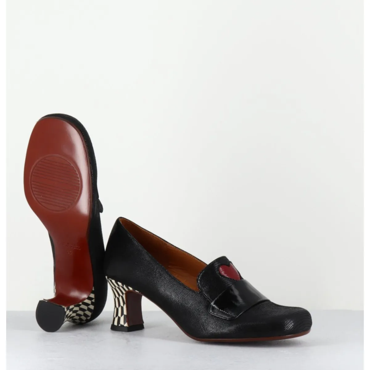 Mocassins | Chaussures^CHIE MIHARA Escarpins rétro cuir imprimé & coeur rouge - MYMARA JEEP NEGRO NOIR