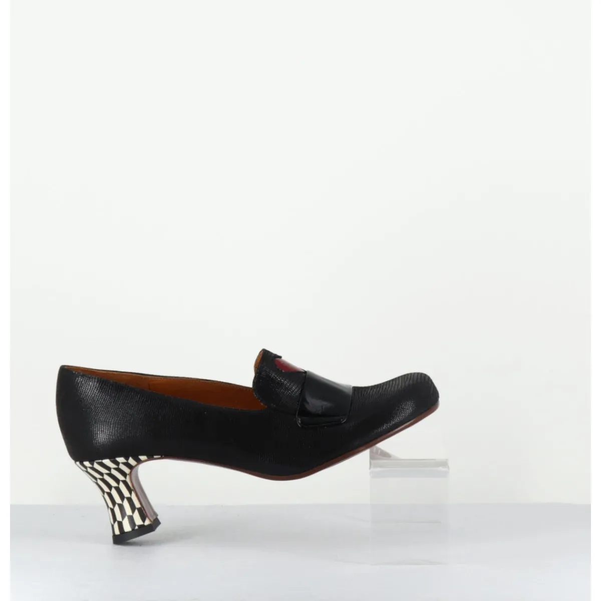 Mocassins | Chaussures^CHIE MIHARA Escarpins rétro cuir imprimé & coeur rouge - MYMARA JEEP NEGRO NOIR