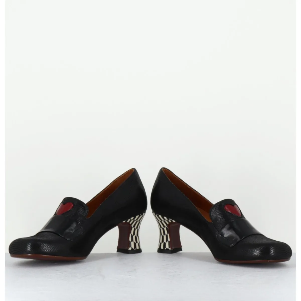 Mocassins | Chaussures^CHIE MIHARA Escarpins rétro cuir imprimé & coeur rouge - MYMARA JEEP NEGRO NOIR
