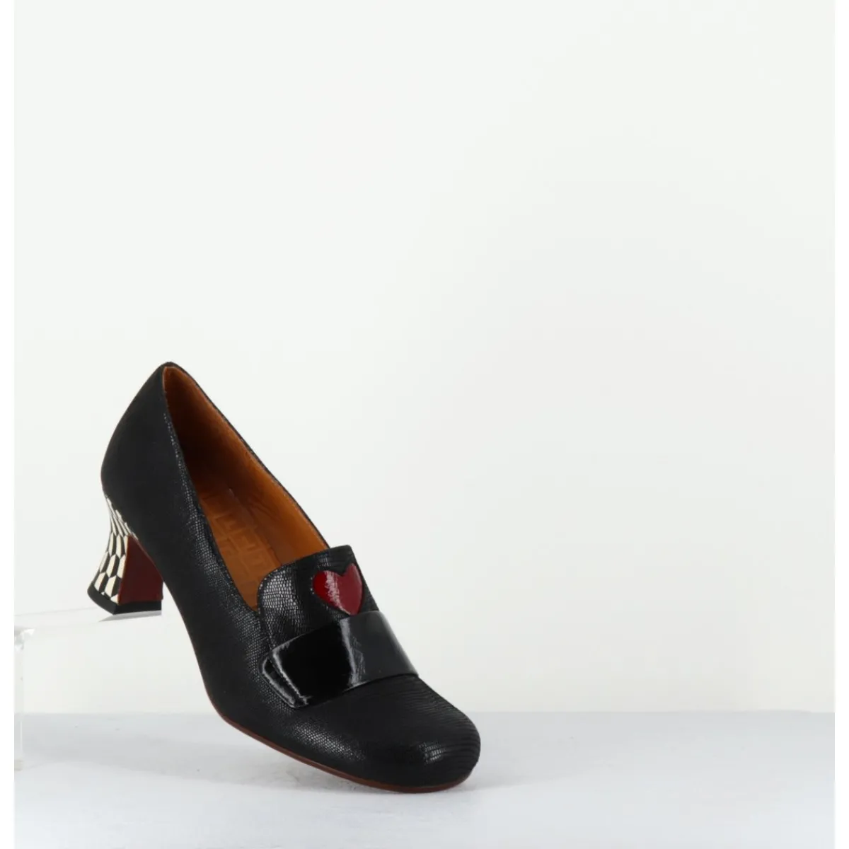 Mocassins | Chaussures^CHIE MIHARA Escarpins rétro cuir imprimé & coeur rouge - MYMARA JEEP NEGRO NOIR