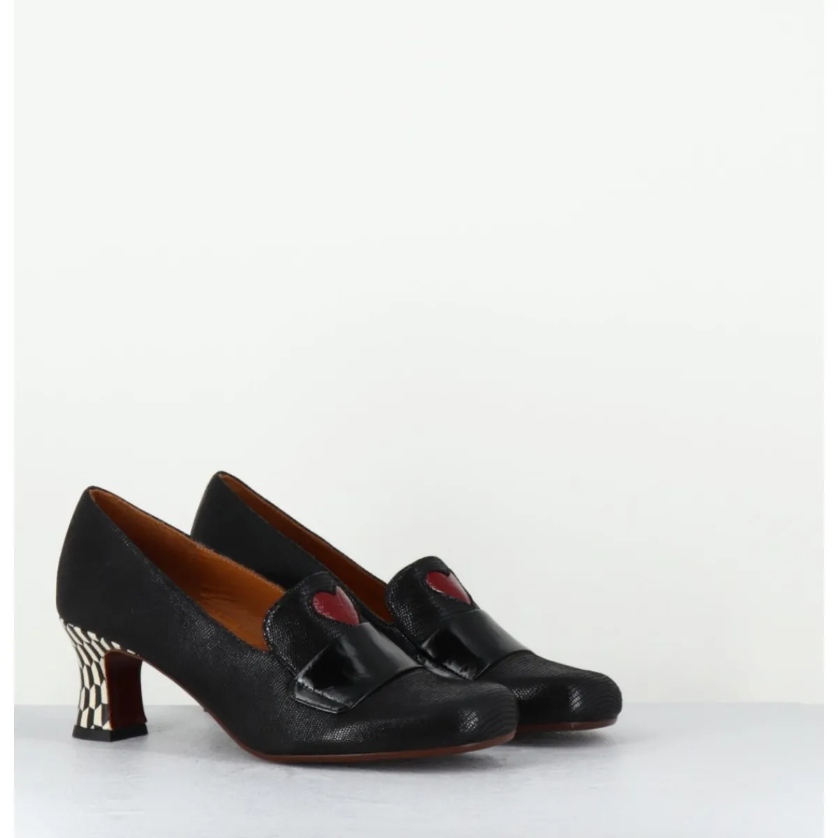 Mocassins | Chaussures^CHIE MIHARA Escarpins rétro cuir imprimé & coeur rouge - MYMARA JEEP NEGRO NOIR