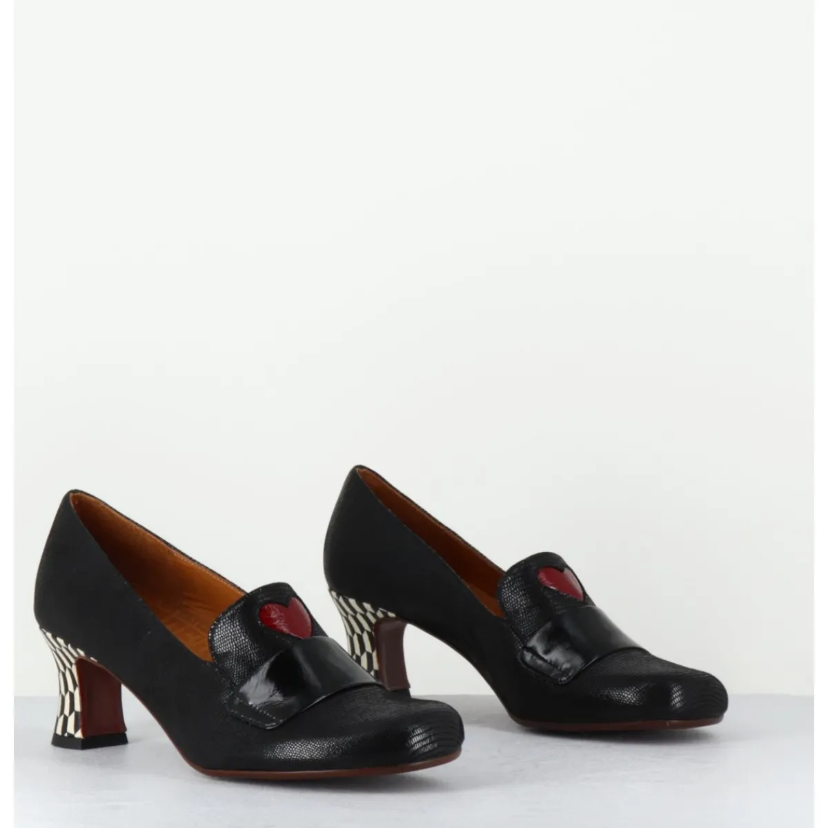 Mocassins | Chaussures^CHIE MIHARA Escarpins rétro cuir imprimé & coeur rouge - MYMARA JEEP NEGRO NOIR