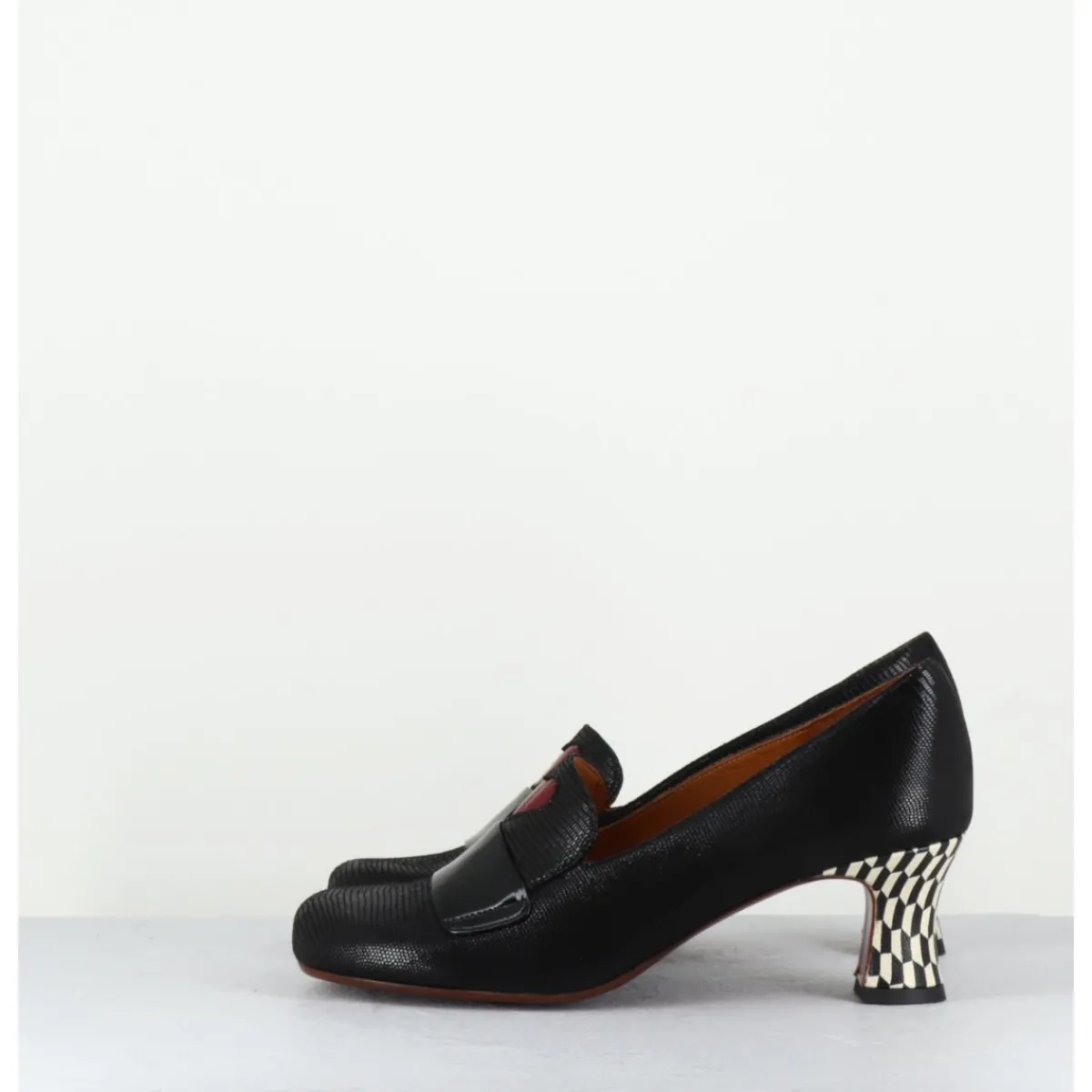 Mocassins | Chaussures^CHIE MIHARA Escarpins rétro cuir imprimé & coeur rouge - MYMARA JEEP NEGRO NOIR