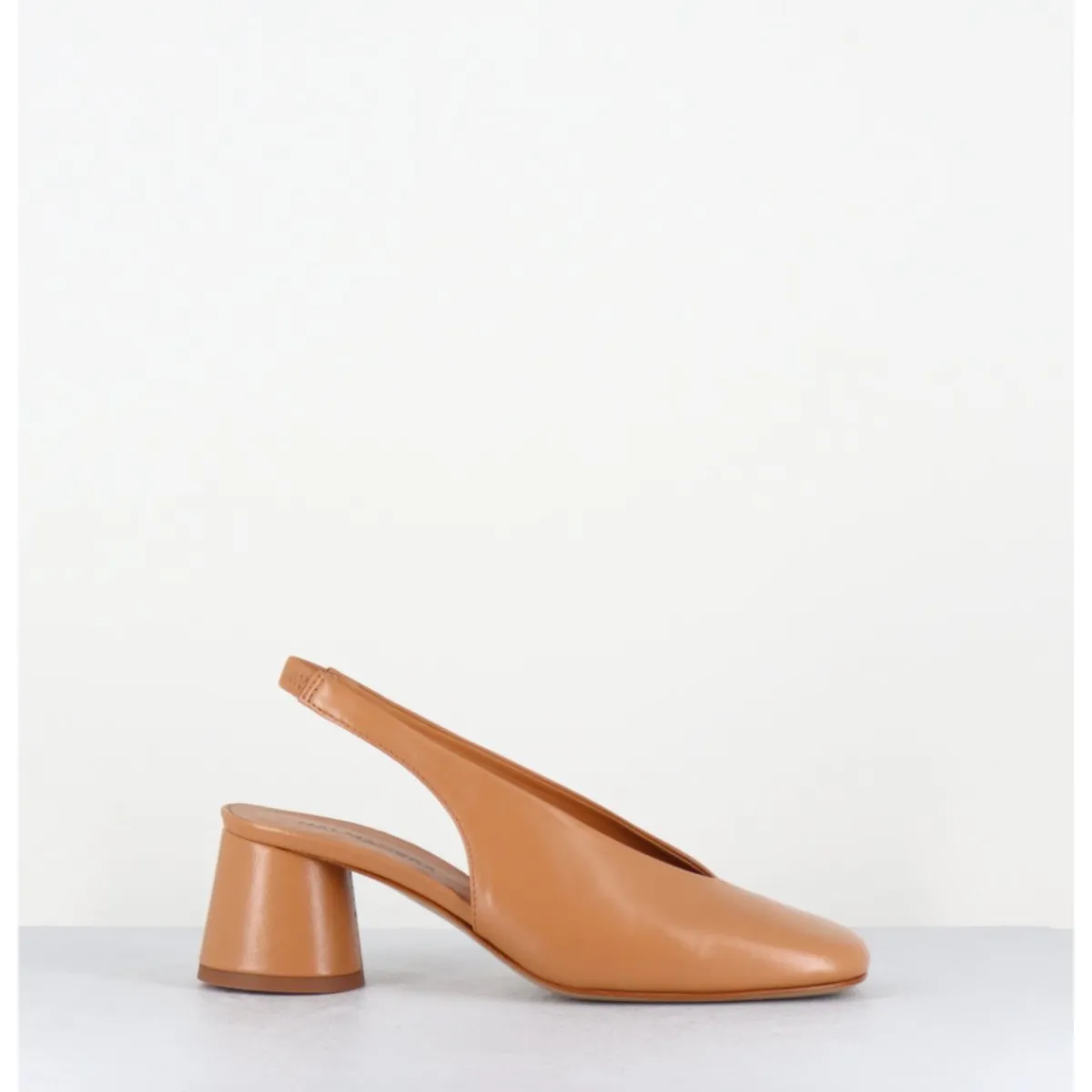 Chaussures^HALMANERA Escarpins slingback en cuir caramel petit talon - CALA21 BARON CARAMEL