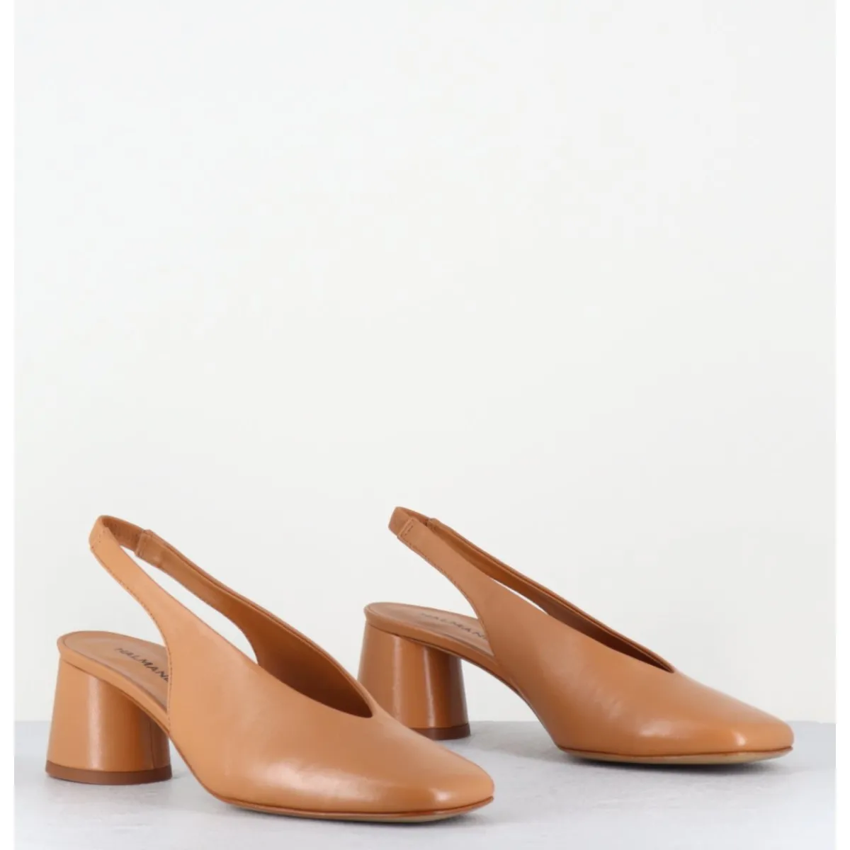 Chaussures^HALMANERA Escarpins slingback en cuir caramel petit talon - CALA21 BARON CARAMEL