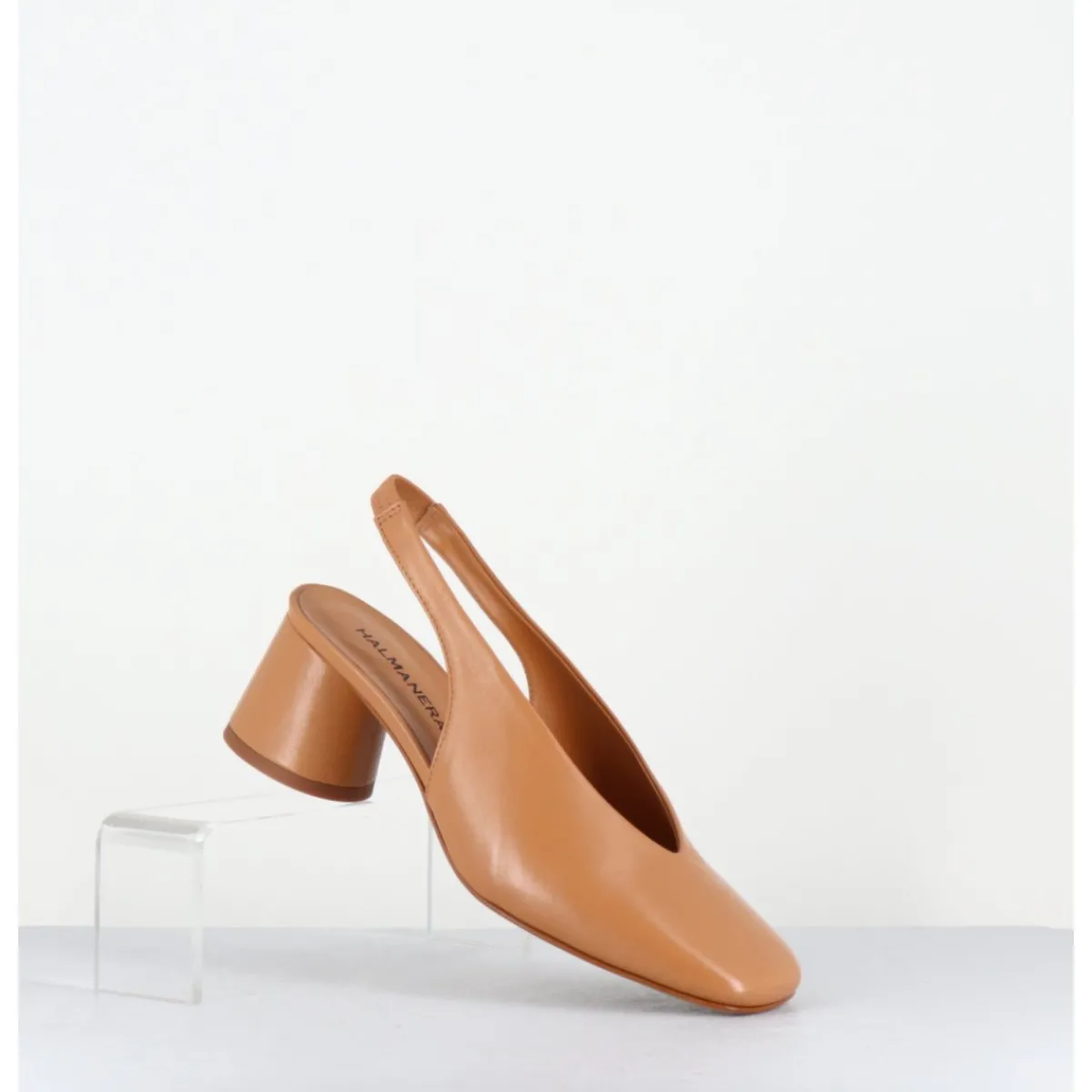 Chaussures^HALMANERA Escarpins slingback en cuir caramel petit talon - CALA21 BARON CARAMEL