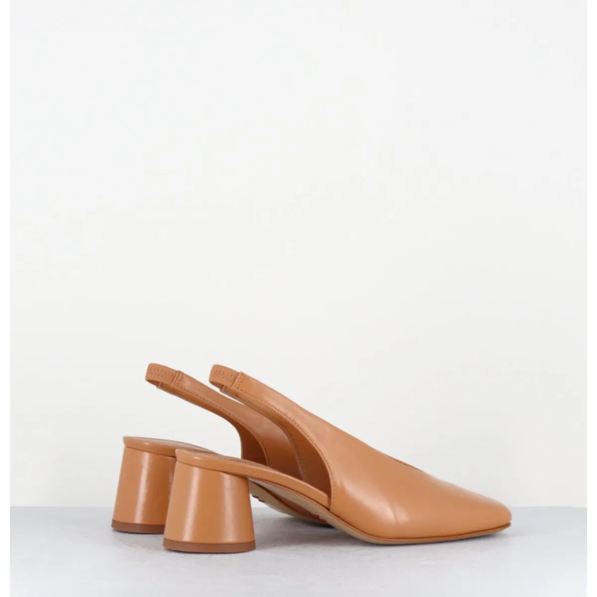 Chaussures^HALMANERA Escarpins slingback en cuir caramel petit talon - CALA21 BARON CARAMEL