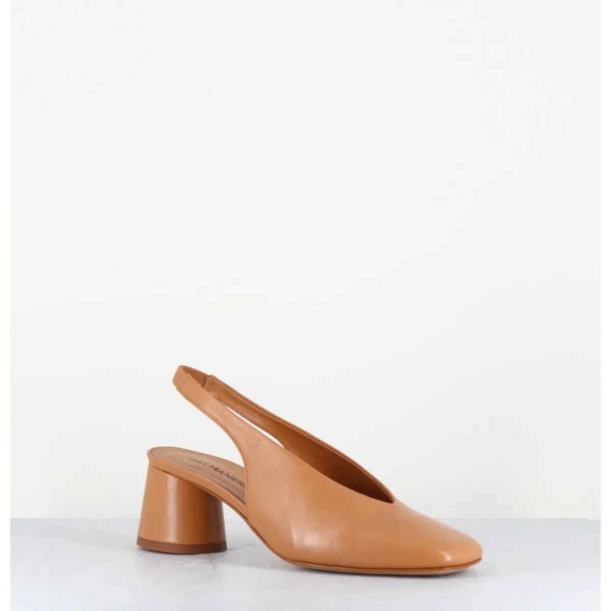Chaussures^HALMANERA Escarpins slingback en cuir caramel petit talon - CALA21 BARON CARAMEL