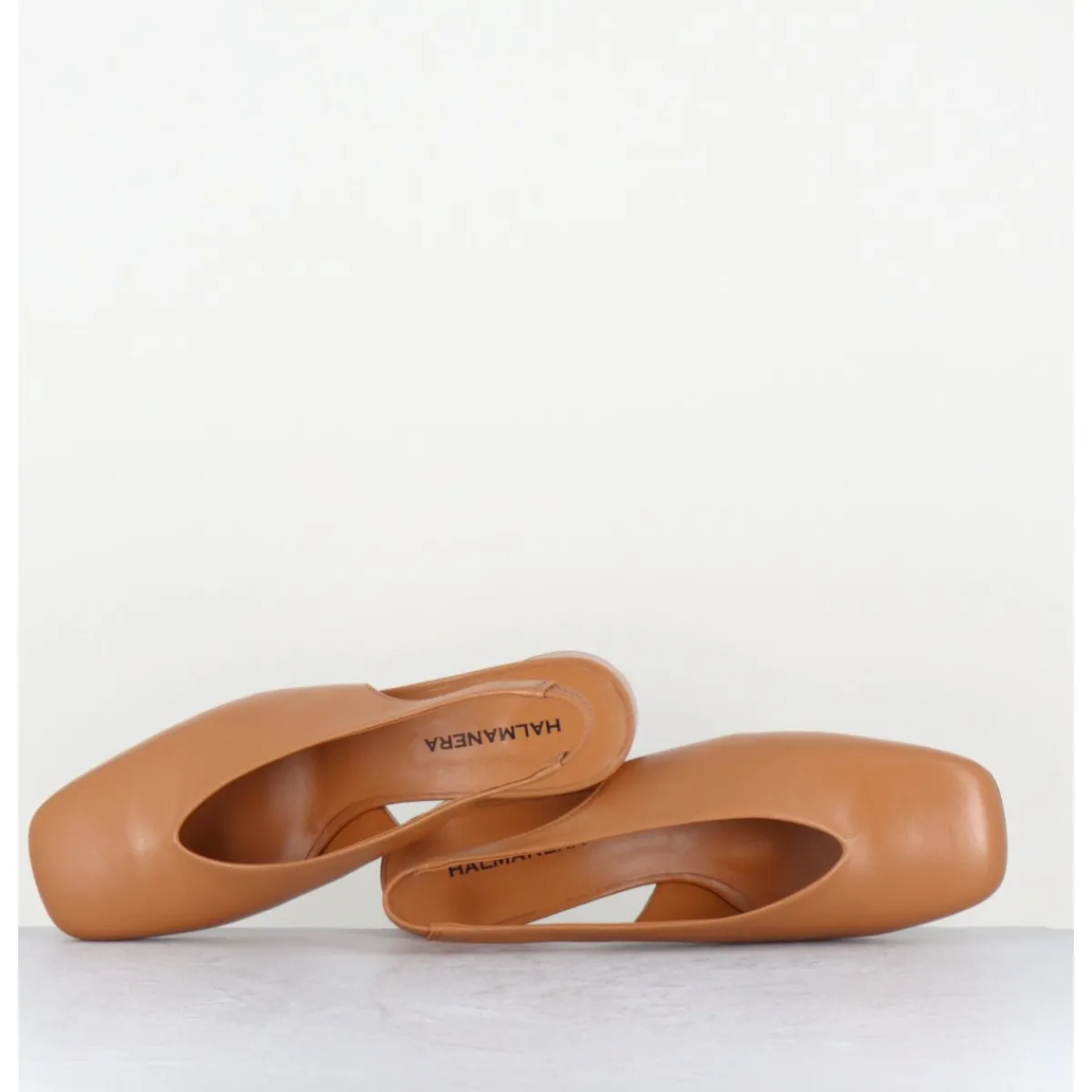 Chaussures^HALMANERA Escarpins slingback en cuir caramel petit talon - CALA21 BARON CARAMEL