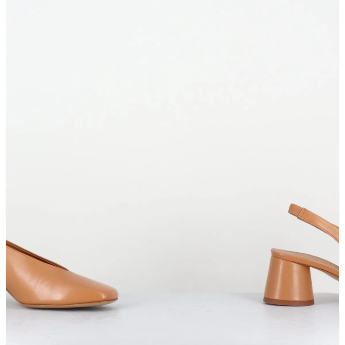 Chaussures^HALMANERA Escarpins slingback en cuir caramel petit talon - CALA21 BARON CARAMEL