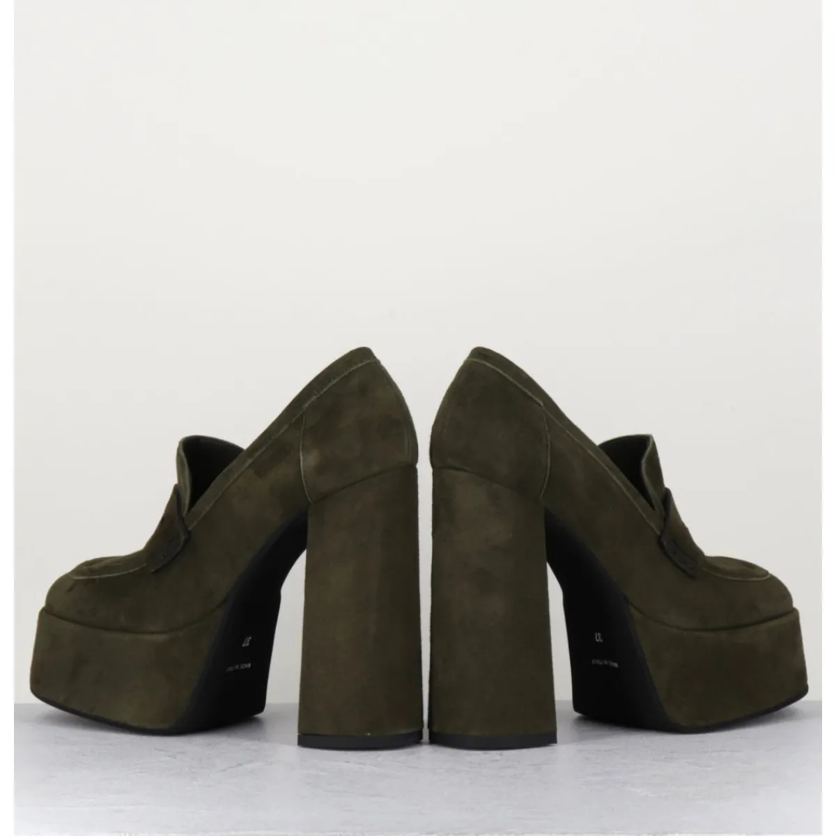 Mocassins | Plateformes^GARRICE LAB Khaki suede platform loafers - BARSI KAKI