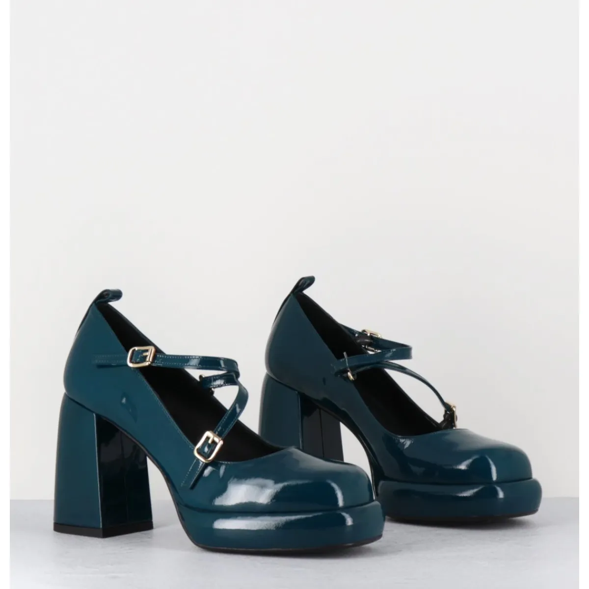 Plateformes^GARRICE LAB Mary-Jane à plateforme en cuir vernis - ABRA VERNICE BLU BLEU