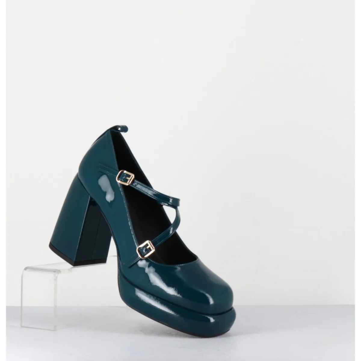 Plateformes^GARRICE LAB Mary-Jane à plateforme en cuir vernis - ABRA VERNICE BLU BLEU