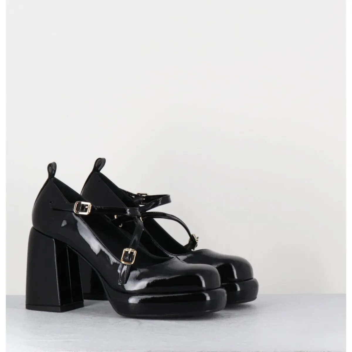 Plateformes^GARRICE LAB Mary-Jane à plateforme en cuir vernis - ABRA VERNICE NERO NOIR