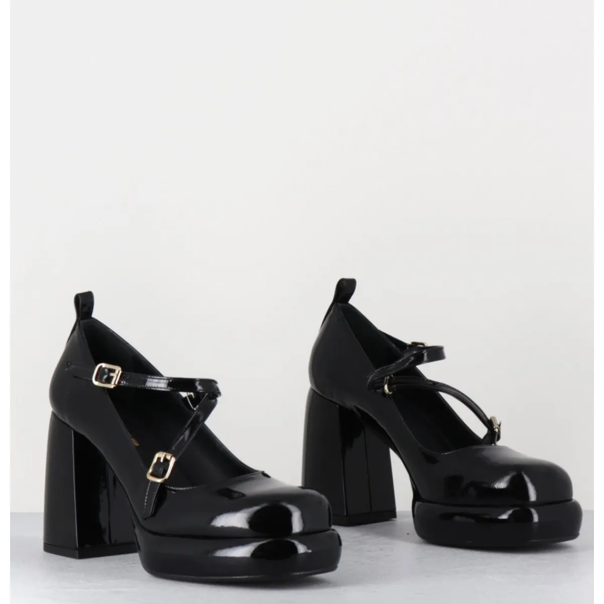 Plateformes^GARRICE LAB Mary-Jane à plateforme en cuir vernis - ABRA VERNICE NERO NOIR