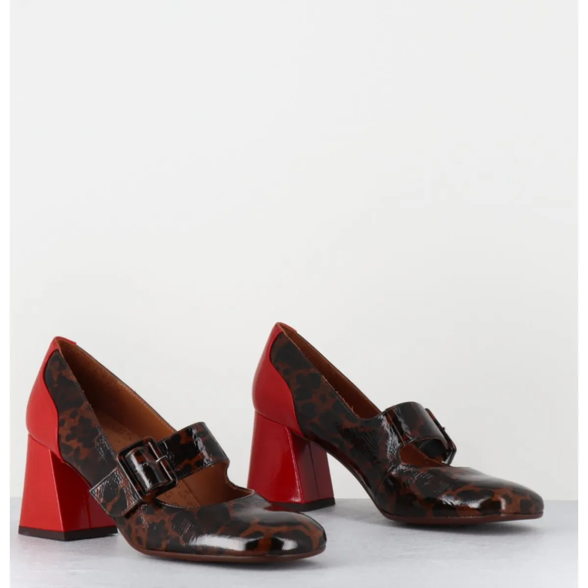 Chaussures^CHIE MIHARA Mary-Jane à talon en cuir vernis leopard & talon rouge - SYSA FIAT CASTANO