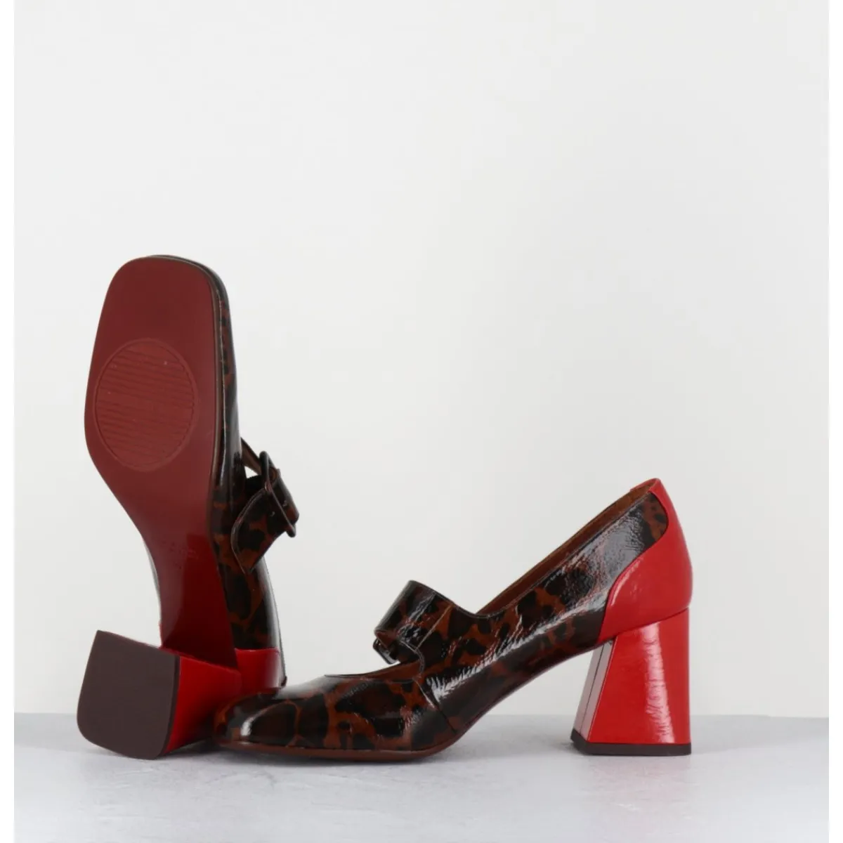 Chaussures^CHIE MIHARA Mary-Jane à talon en cuir vernis leopard & talon rouge - SYSA FIAT CASTANO