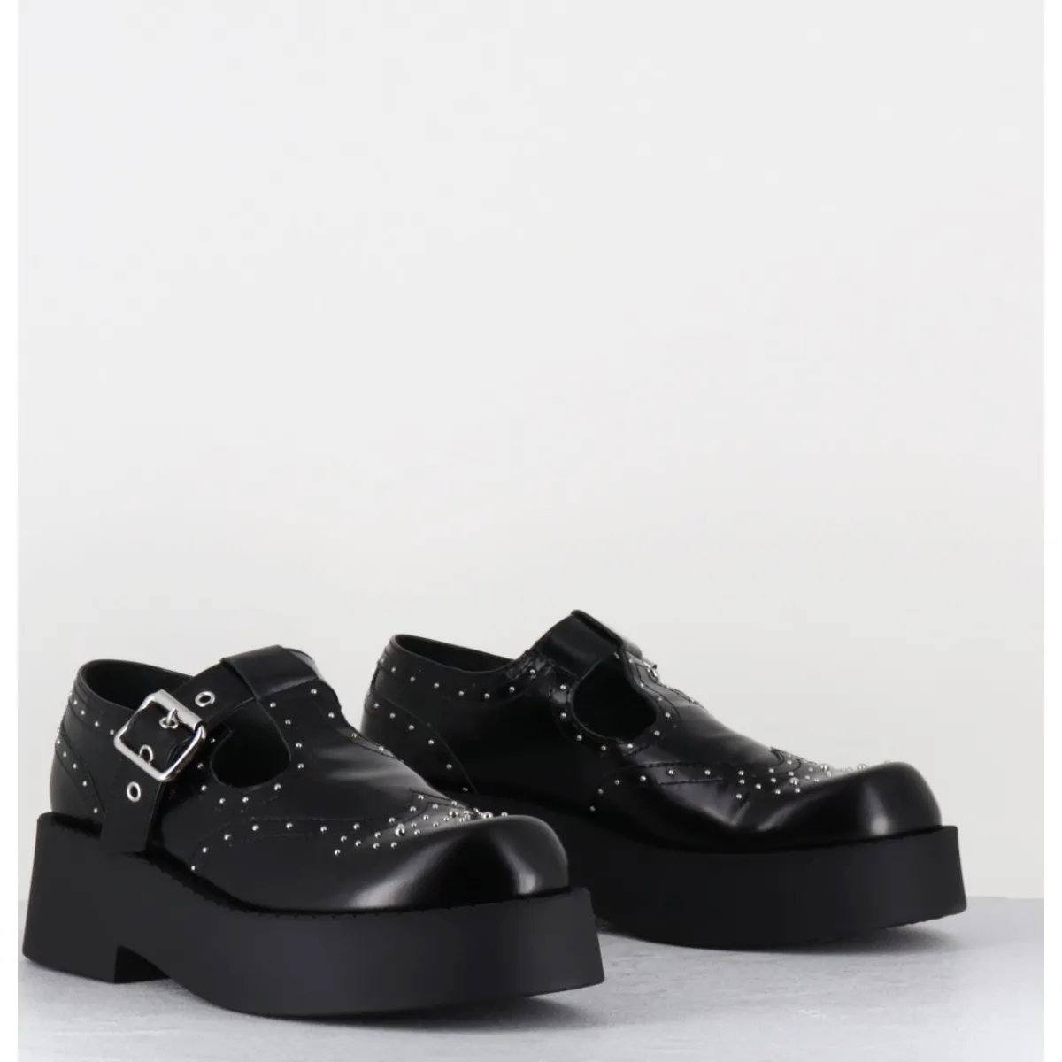 Chaussures^OA NON FASHION Mary-Jane en cuir glacé & clous - COLA ABRA NERO NOIR