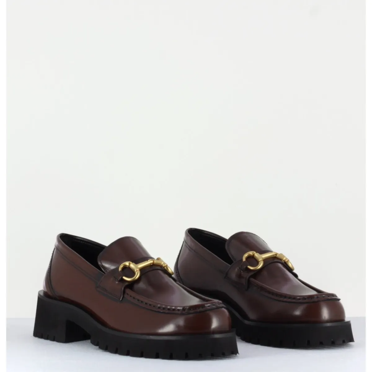 Mocassins | Chaussures^GARRICE LAB Mocassin en cuir à mors doré & semelle micro - 21JMC30 MORO MARRON