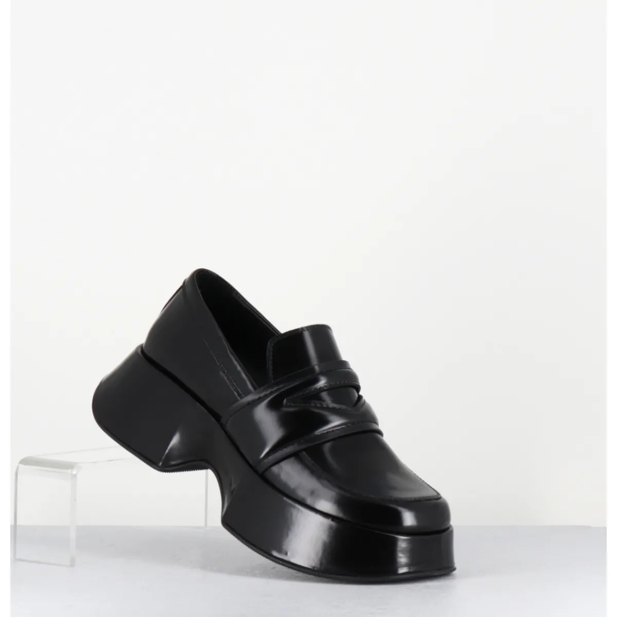 Mocassins | Chaussures^VIC MATIE Mocassins à plateforme en cuir glacé - 1F2402D LATTEX BLACK NOIR