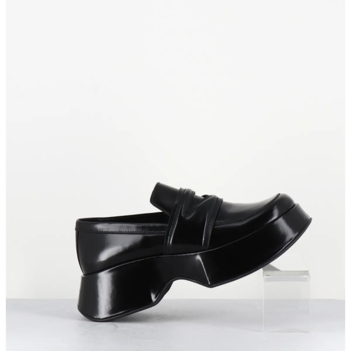 Mocassins | Chaussures^VIC MATIE Mocassins à plateforme en cuir glacé - 1F2402D LATTEX BLACK NOIR