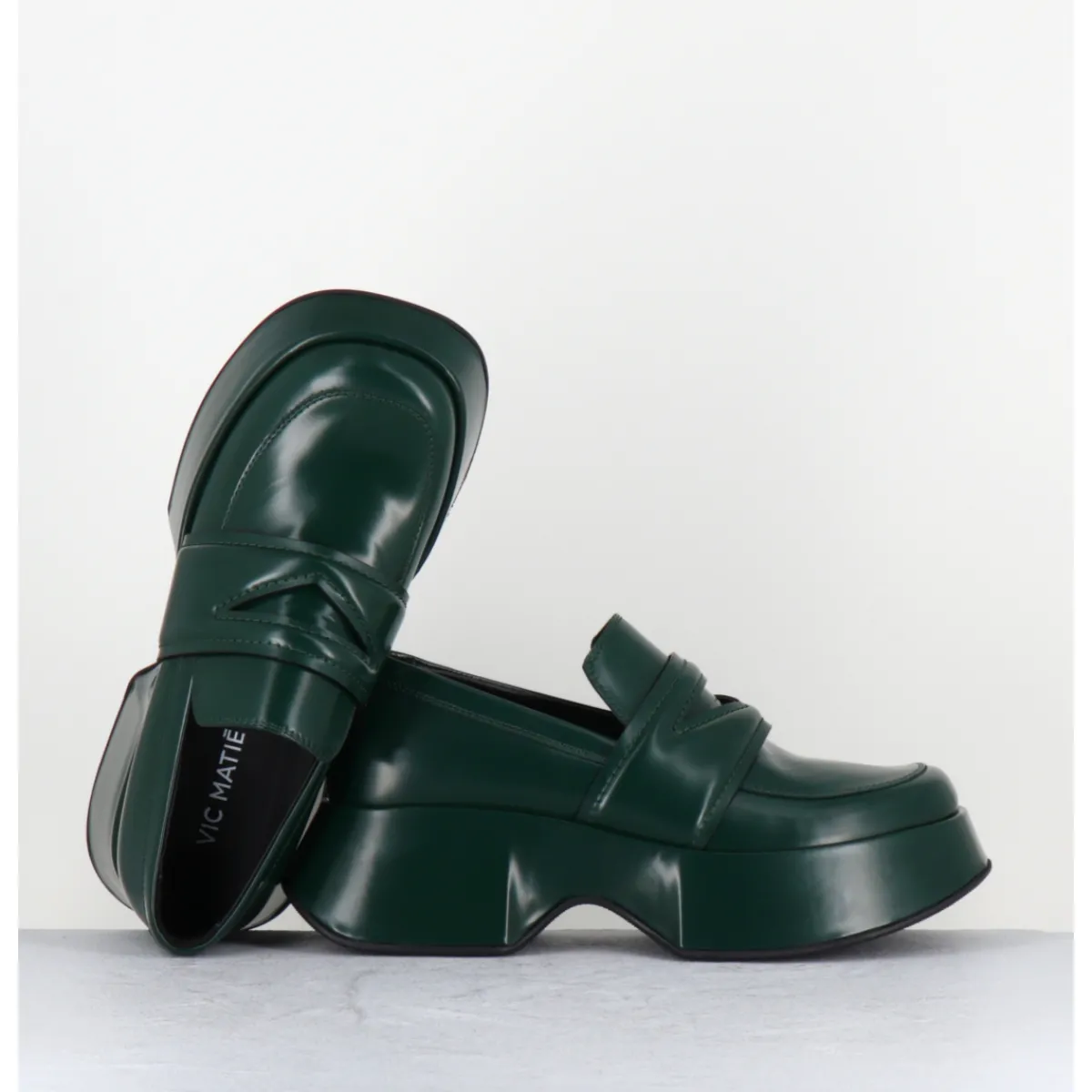 Mocassins | Chaussures^VIC MATIE Mocassins à plateforme en cuir glacé - 1F2402D LATTEX GREEN VERT