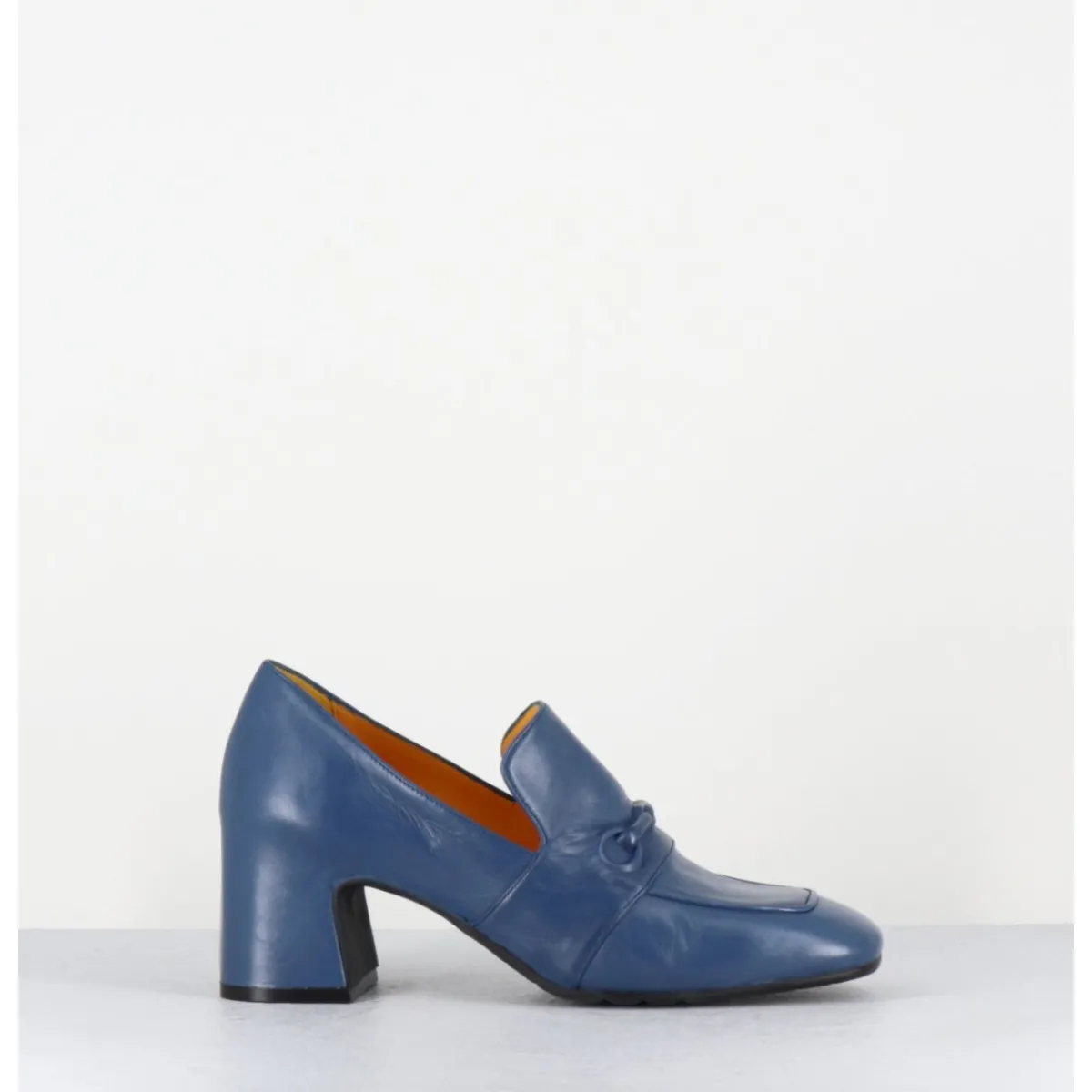 Mocassins | Chaussures^MARA BINI Mocassins à talon en cuir souple jean - F511 SETA JEANS BLEU