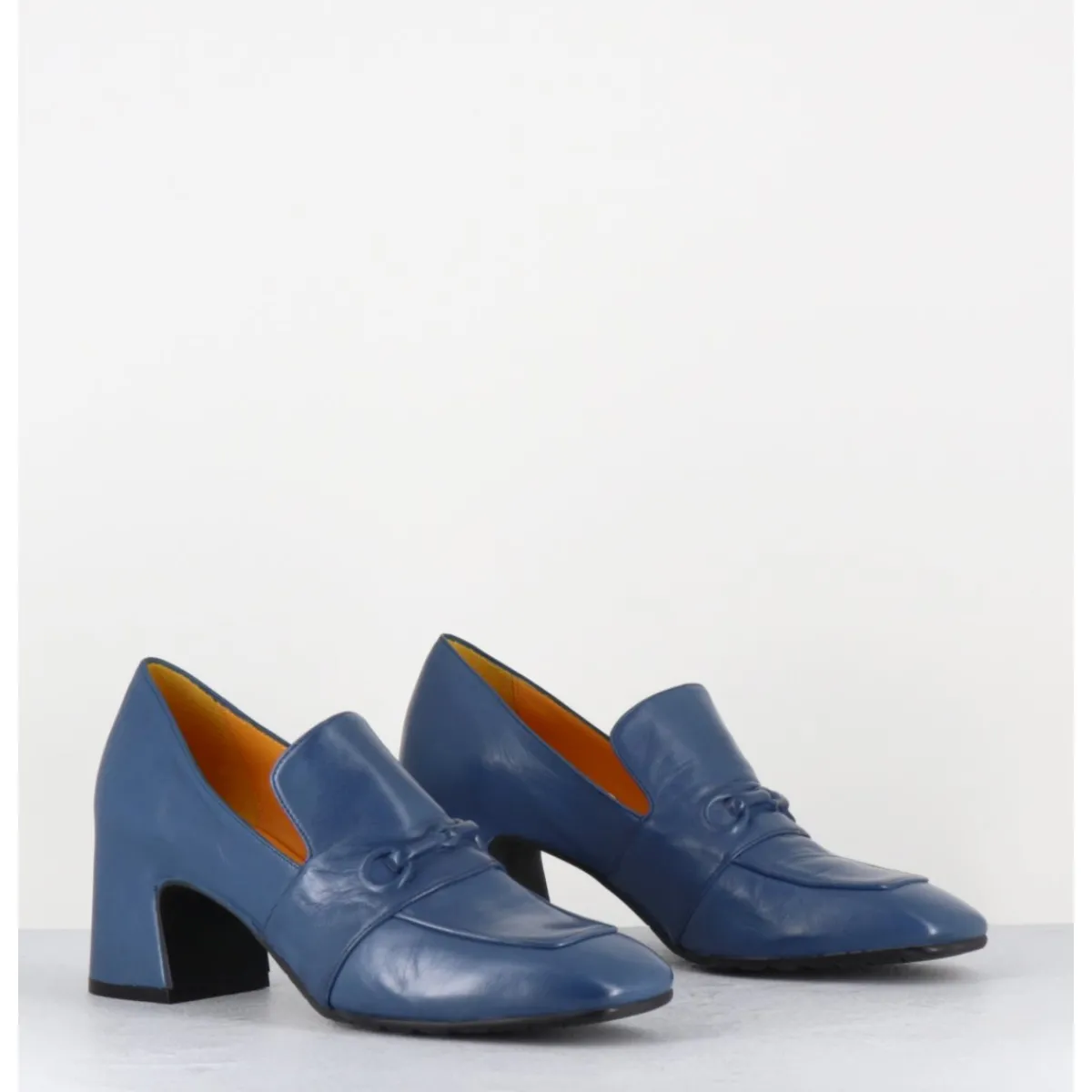 Mocassins | Chaussures^MARA BINI Mocassins à talon en cuir souple jean - F511 SETA JEANS BLEU