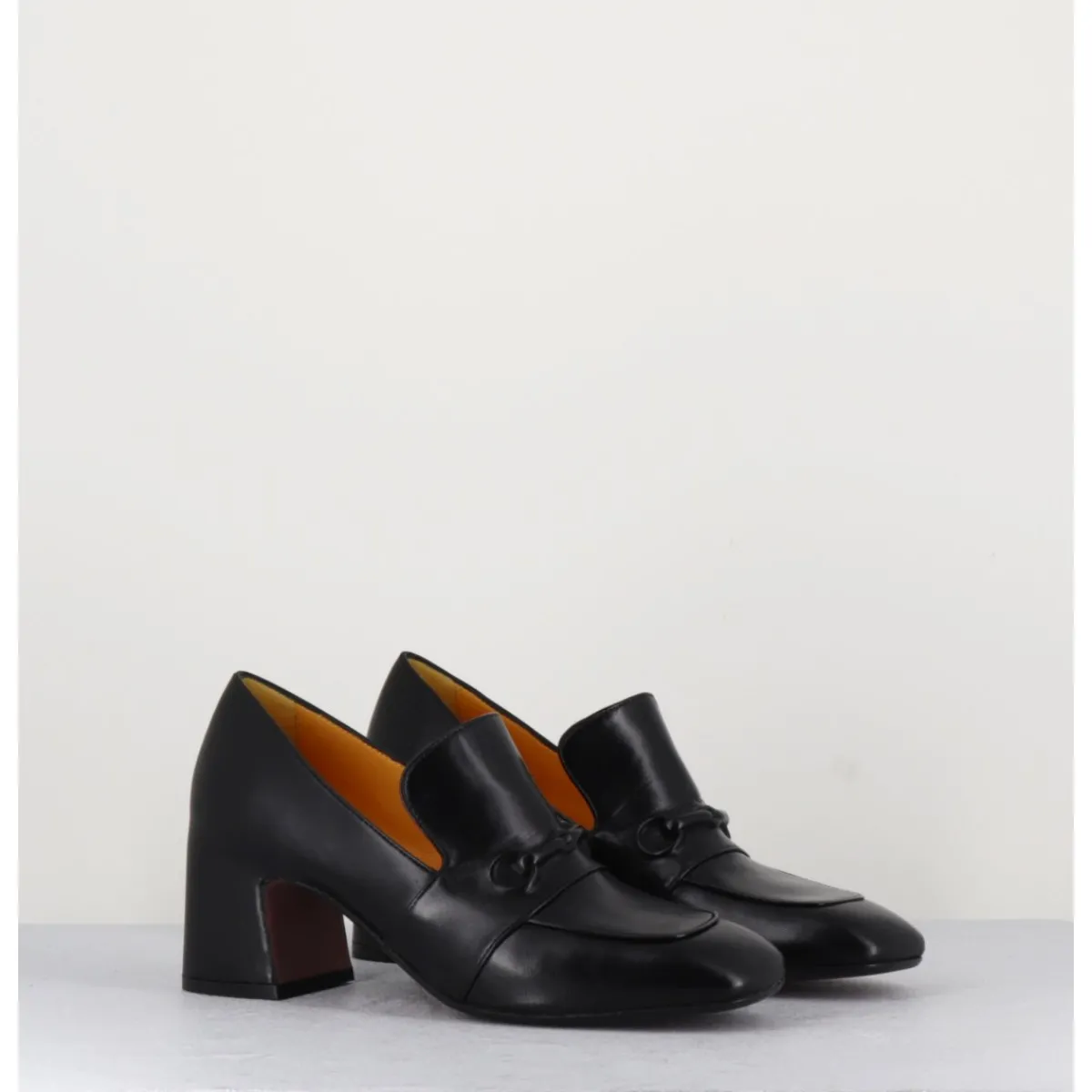 Mocassins | Chaussures^MARA BINI Mocassins à talon 70s en cuir bout carré - F511 SETA BLACK NOIR