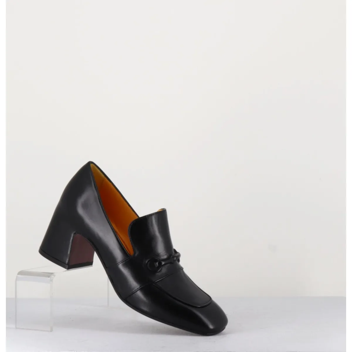 Mocassins | Chaussures^MARA BINI Mocassins à talon 70s en cuir bout carré - F511 SETA BLACK NOIR