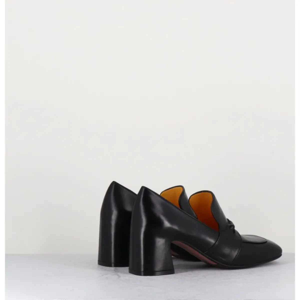 Mocassins | Chaussures^MARA BINI Mocassins à talon 70s en cuir bout carré - F511 SETA BLACK NOIR