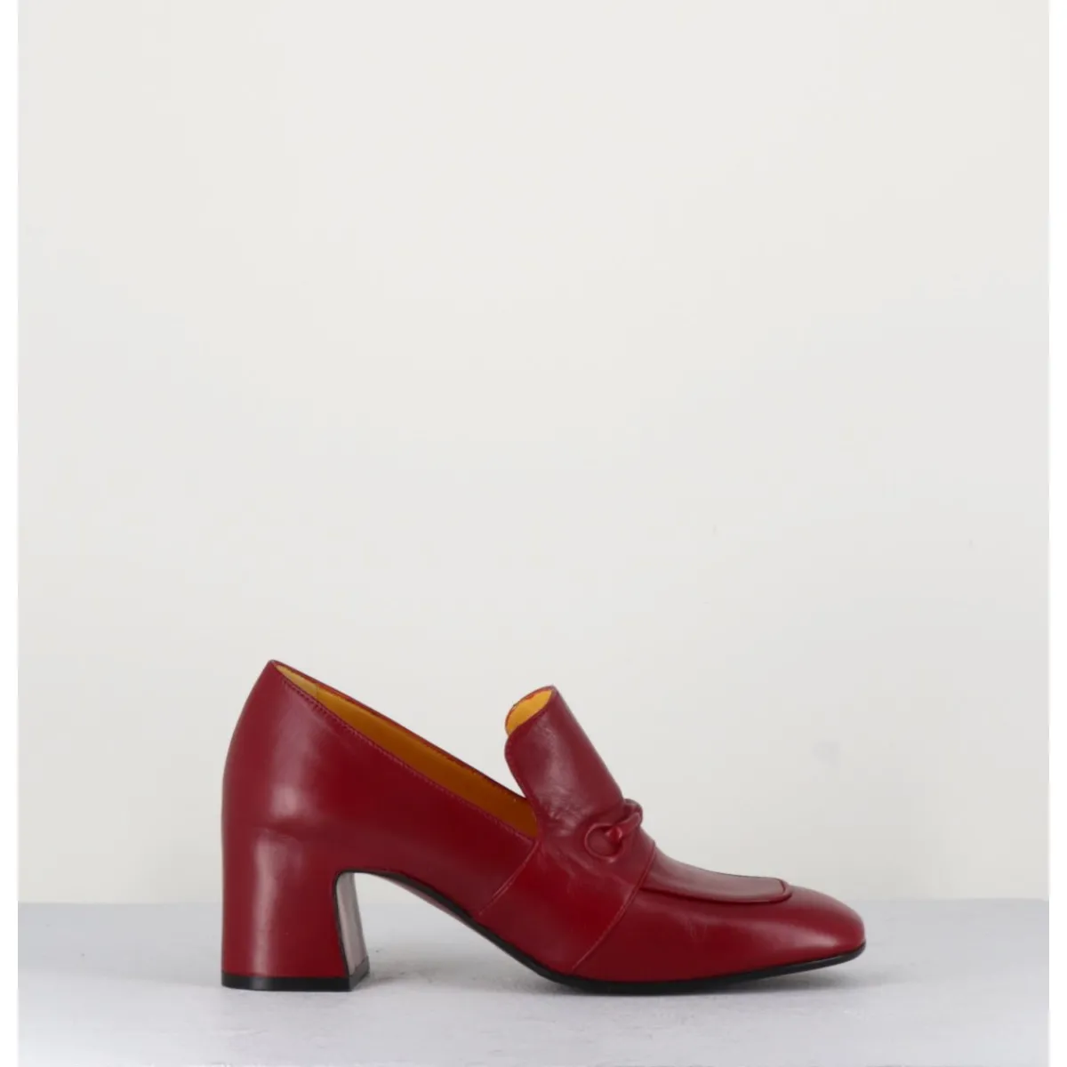Mocassins | Chaussures^MARA BINI Mocassins à talon 70s en cuir bout carré - F511 SETA RED ROUGE