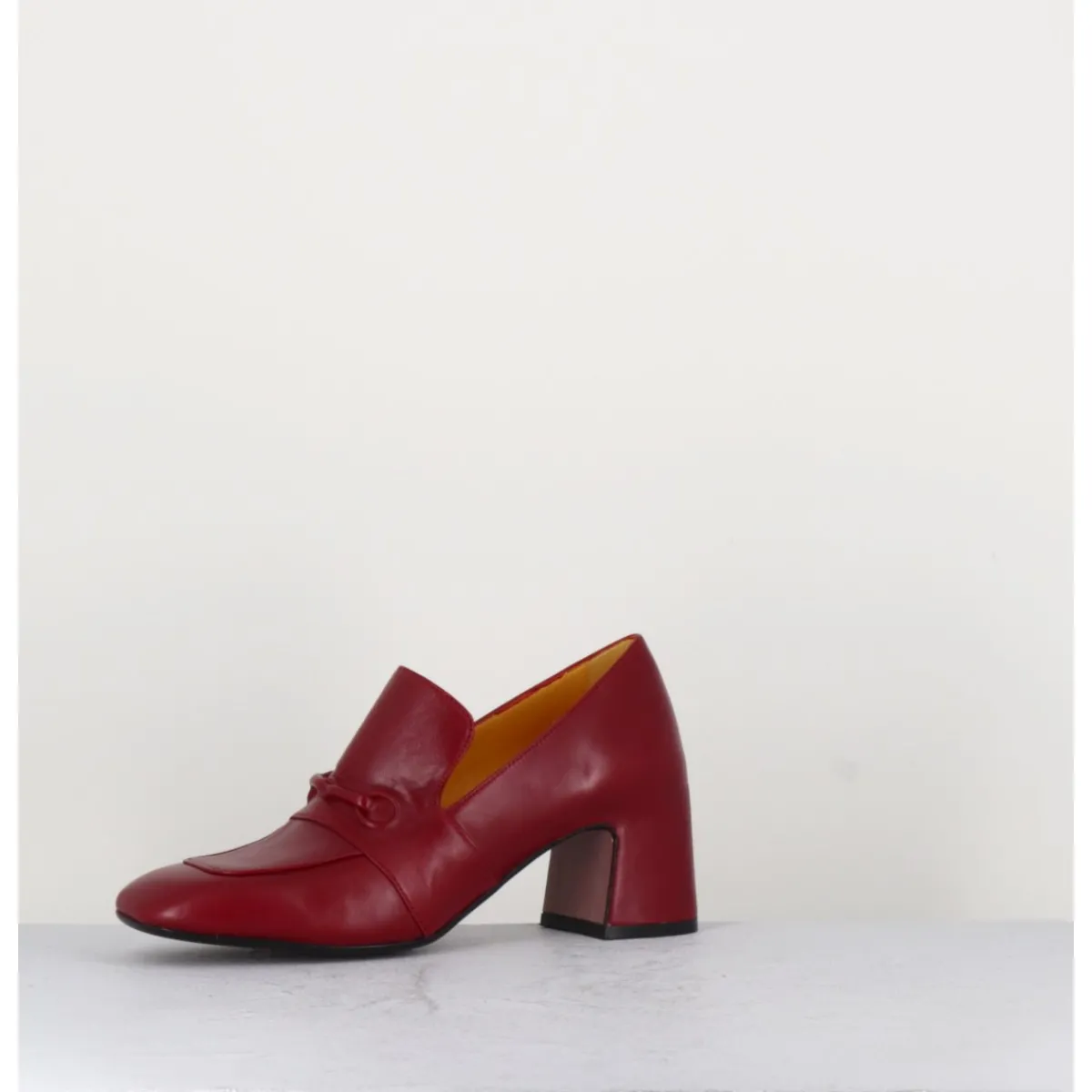 Mocassins | Chaussures^MARA BINI Mocassins à talon 70s en cuir bout carré - F511 SETA RED ROUGE