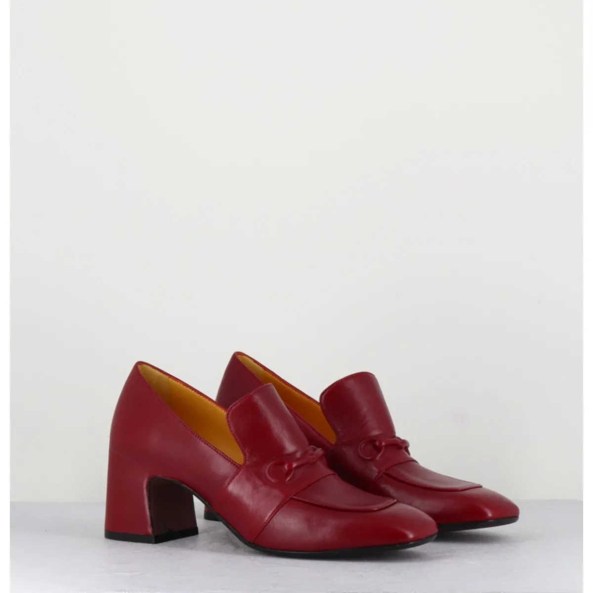 Mocassins | Chaussures^MARA BINI Mocassins à talon 70s en cuir bout carré - F511 SETA RED ROUGE